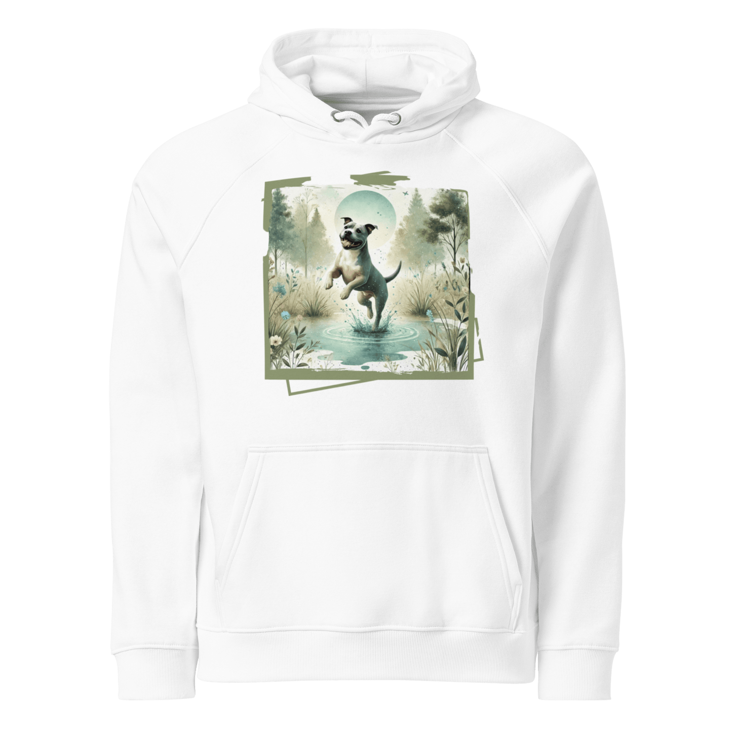 Sweat à capuche écologique Raglan unisexe - Collection Staffordshire Bull Terrier - Doggy Trend