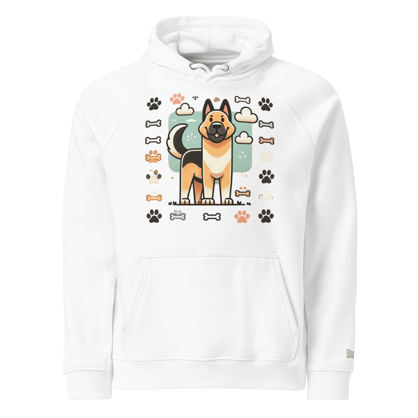 Sweat à capuche écologique Raglan unisexe - Collection Berger Allemand - Doggy Trend