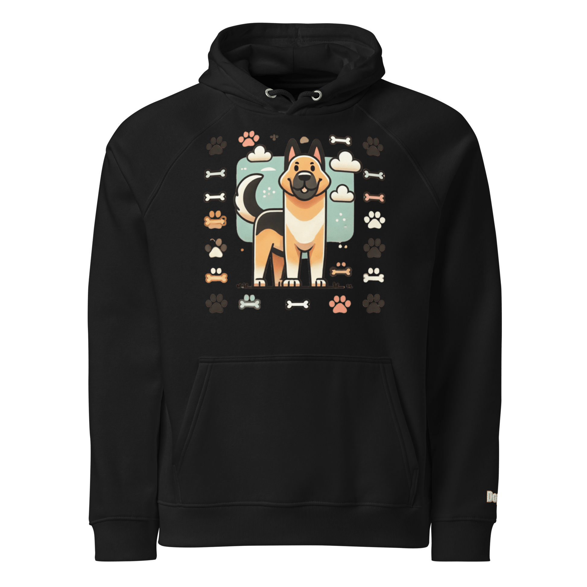 Sweat à capuche écologique Raglan unisexe - Collection Berger Allemand - Doggy Trend