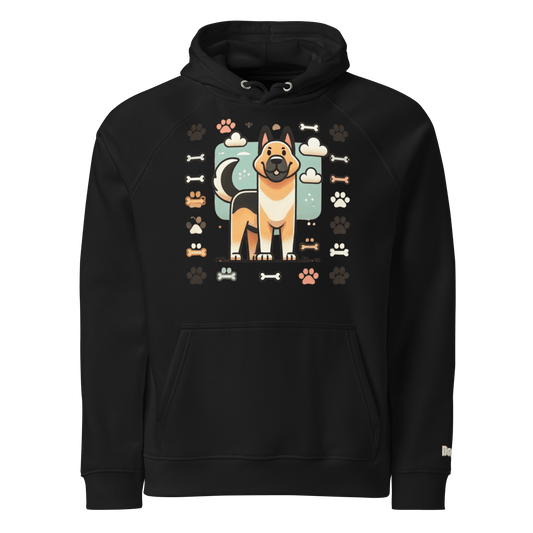 Sweat à capuche écologique Raglan unisexe - Collection Berger Allemand - Doggy Trend
