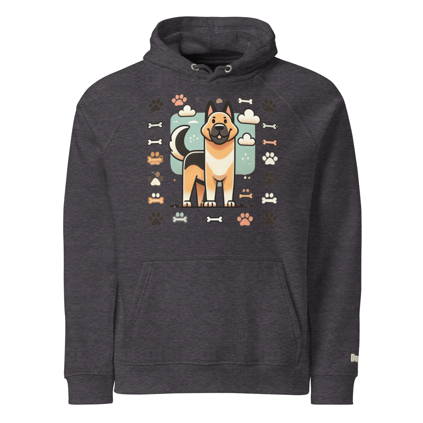 Sweat à capuche écologique Raglan unisexe - Collection Berger Allemand - Doggy Trend