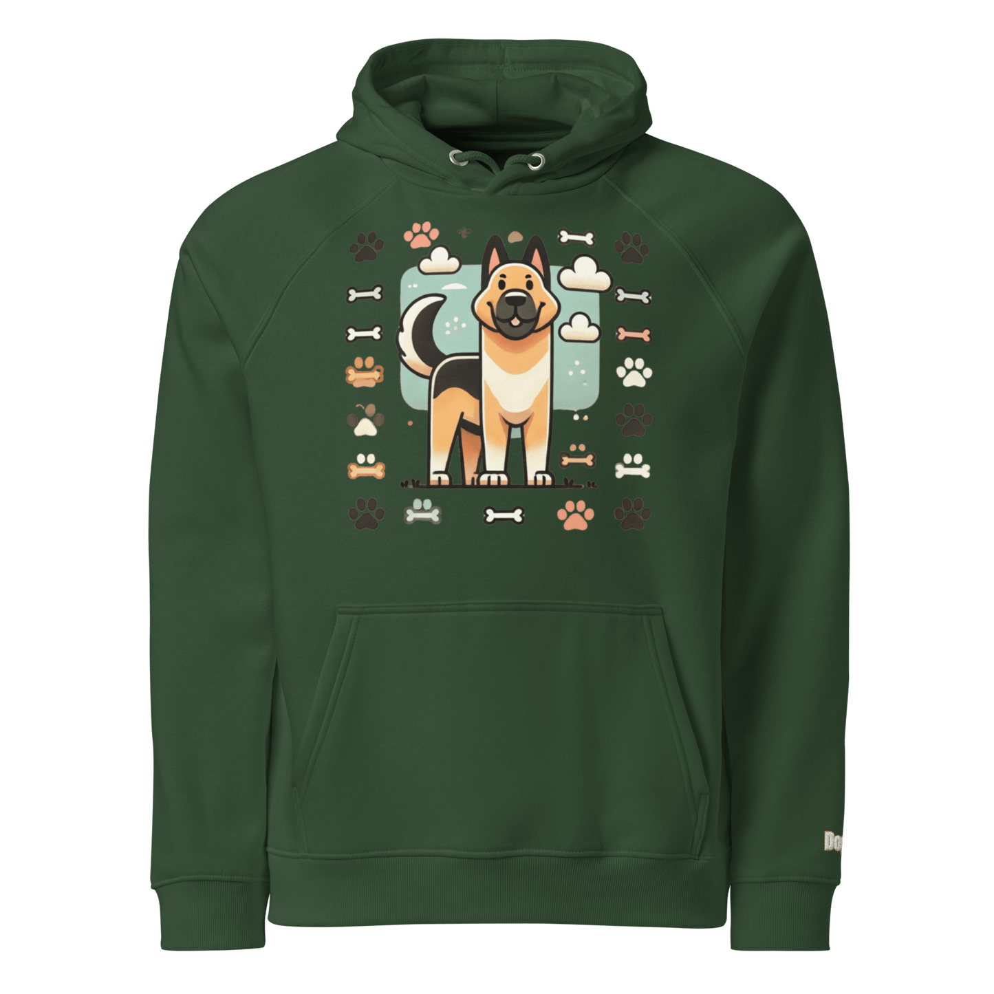 Sweat à capuche écologique Raglan unisexe - Collection Berger Allemand - Doggy Trend