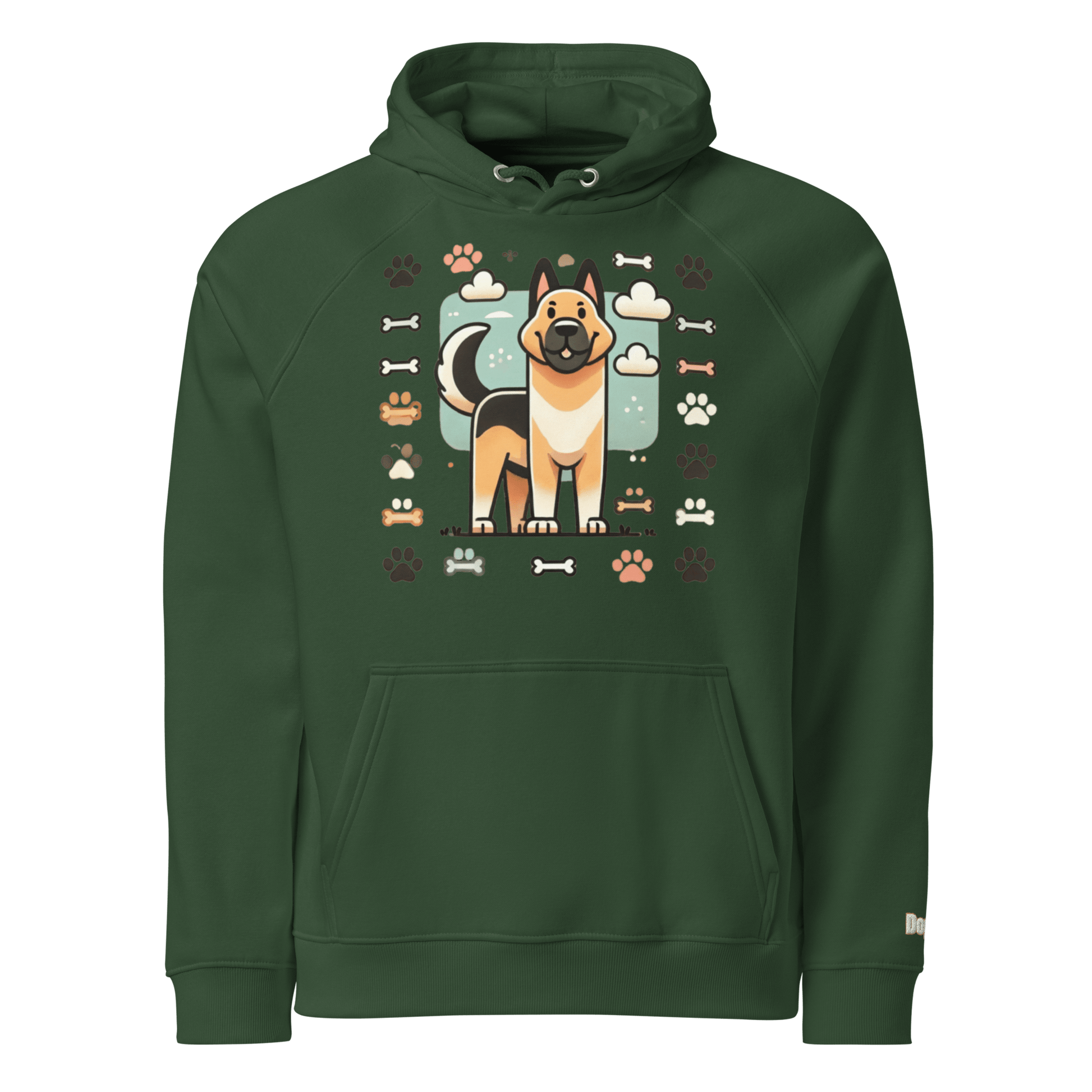 Sweat à capuche écologique Raglan unisexe - Collection Berger Allemand - Doggy Trend