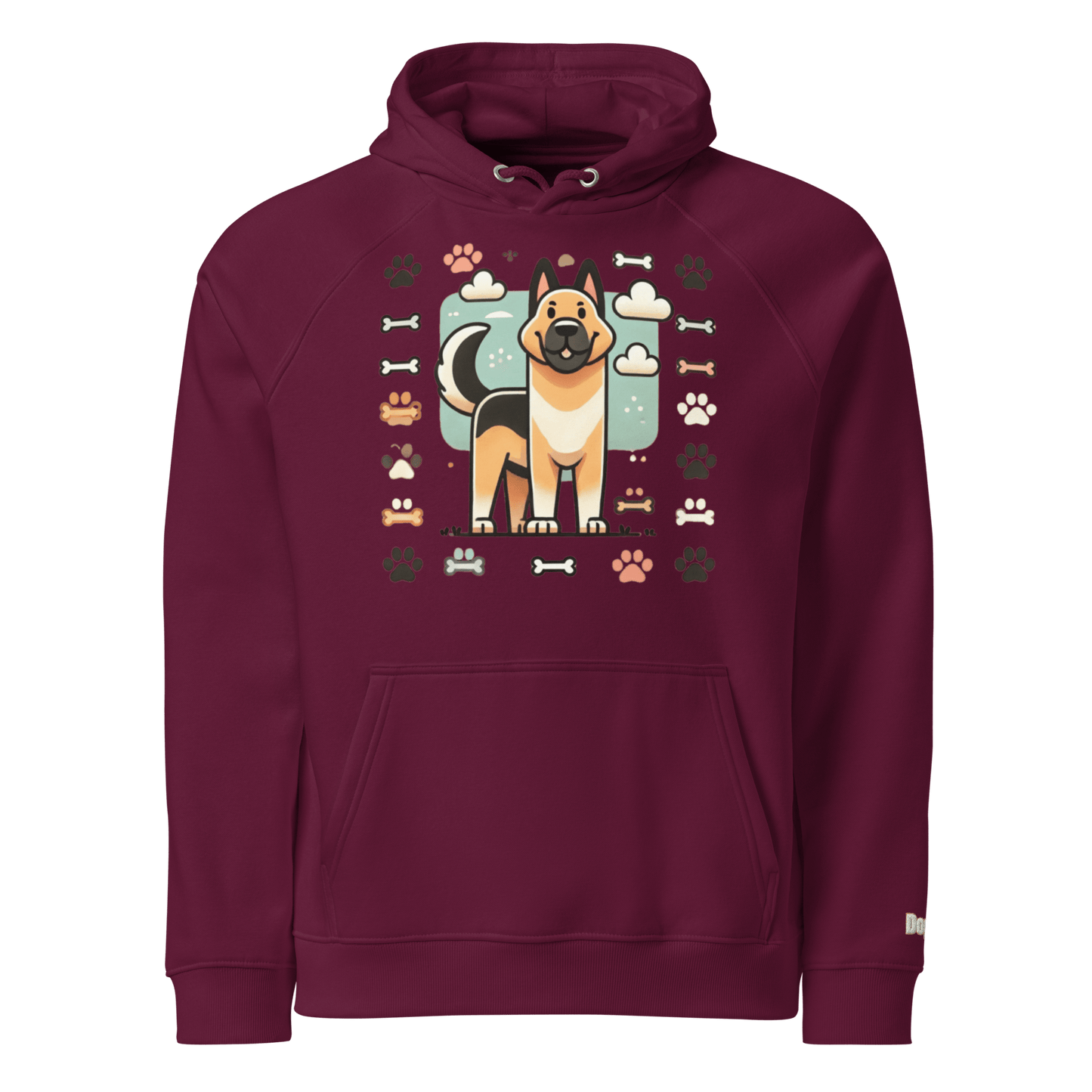 Sweat à capuche écologique Raglan unisexe - Collection Berger Allemand - Doggy Trend