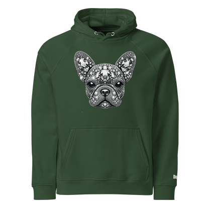 Sweat à capuche écologique Raglan unisexe - Collection Bouledogue Français - Doggy Trend