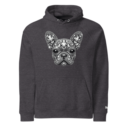 Sweat à capuche écologique Raglan unisexe - Collection Bouledogue Français - Doggy Trend