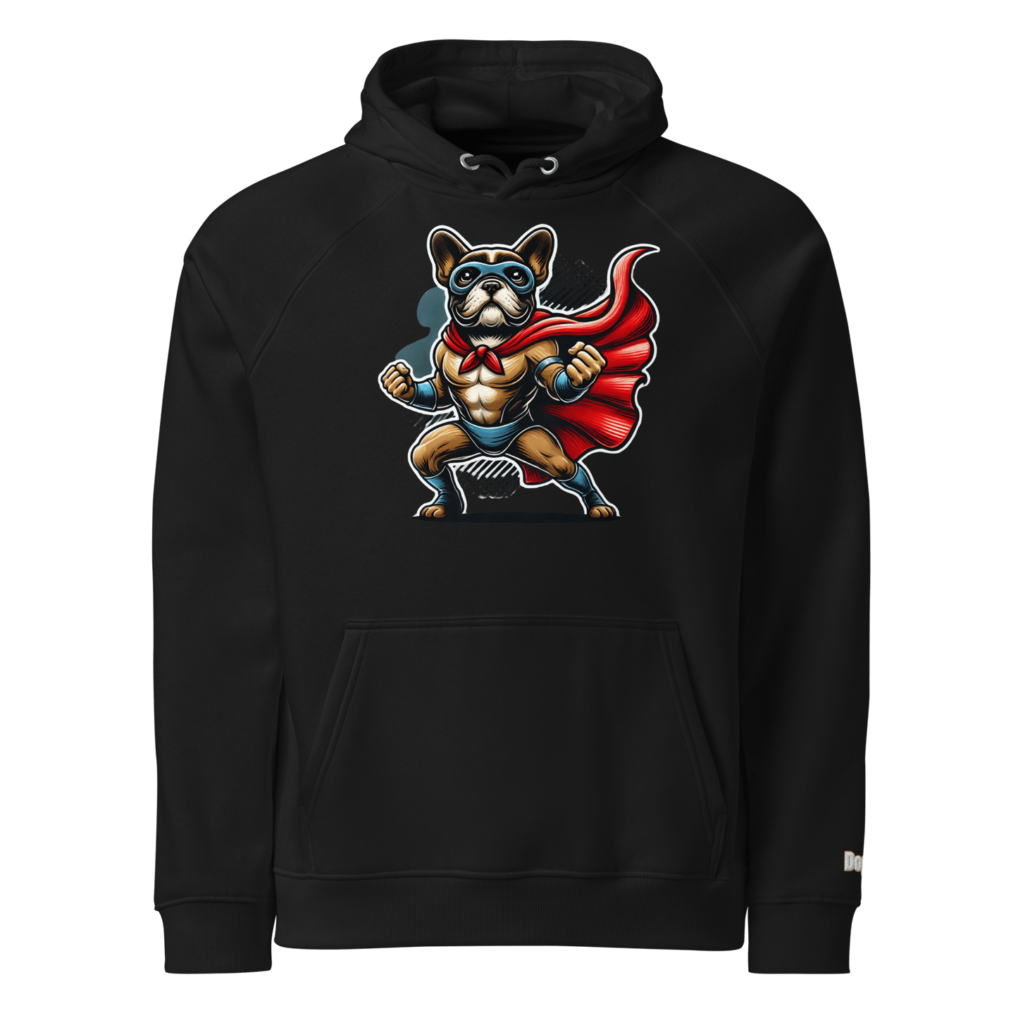 Sweat à capuche écologique Raglan unisexe - Collection Bouledogue Français - Doggy Trend