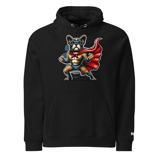 Sweat à capuche écologique Raglan unisexe - Collection Bouledogue Français - Doggy Trend