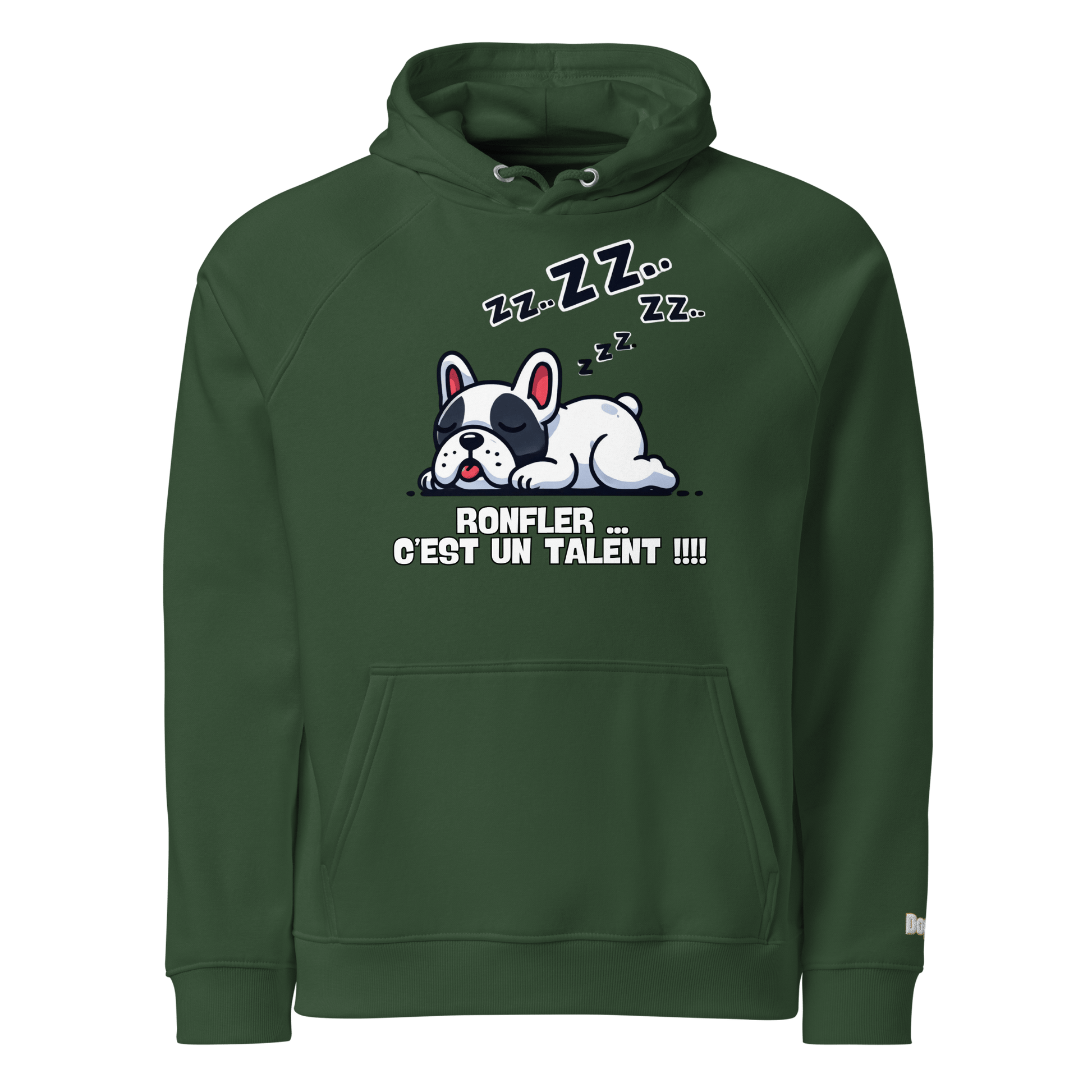 Sweat à capuche écologique Raglan unisexe - Collection Bouledogue Français - Doggy Trend