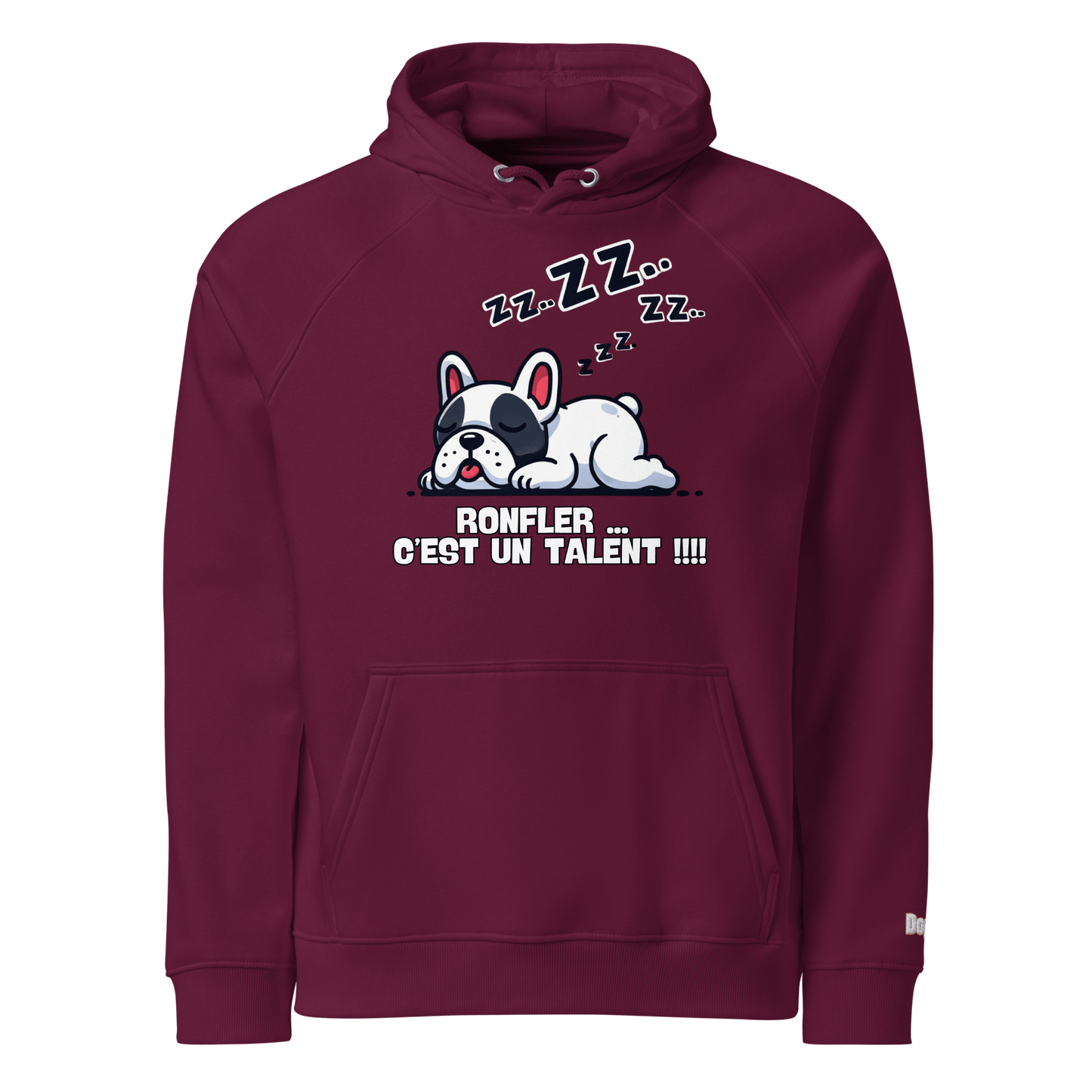 Sweat à capuche écologique Raglan unisexe - Collection Bouledogue Français - Doggy Trend
