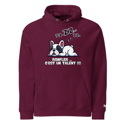 Sweat à capuche écologique Raglan unisexe - Collection Bouledogue Français - Doggy Trend