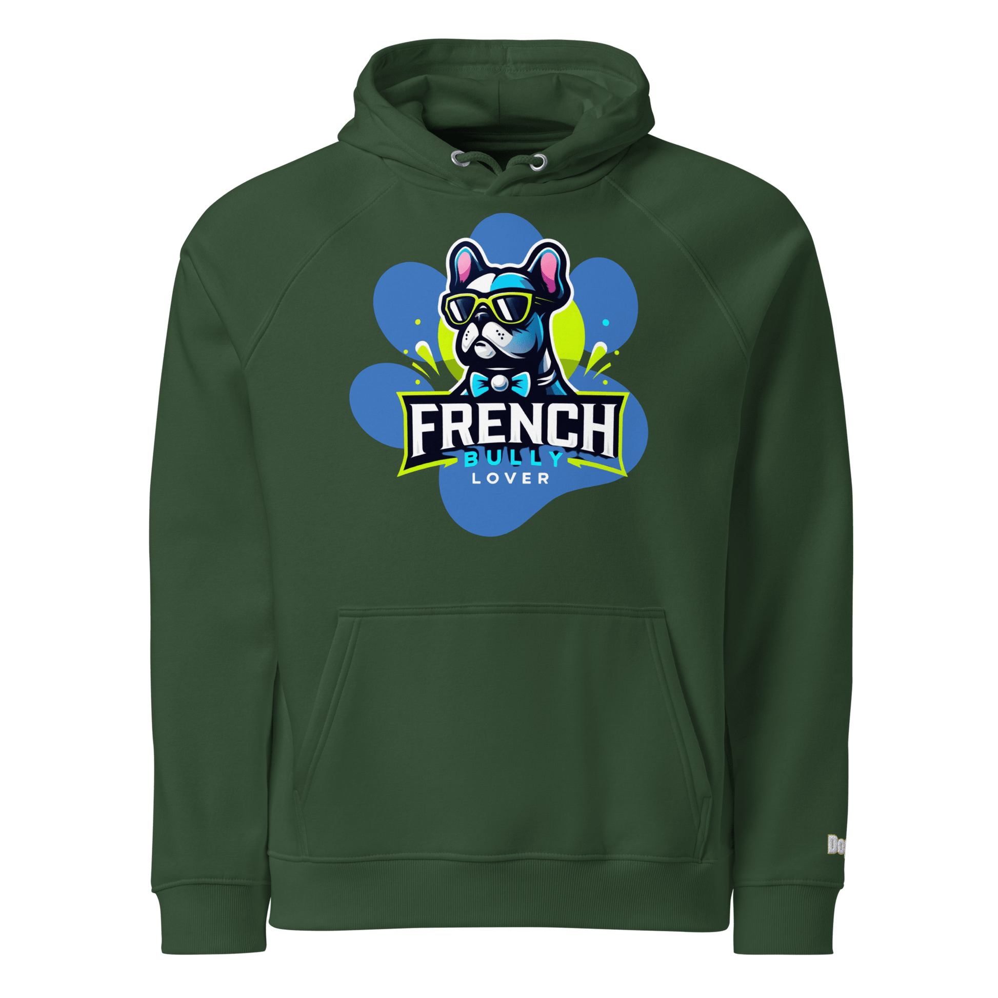 Sweat à capuche écologique Raglan unisexe - Collection Bouledogue Francais - Doggy Trend