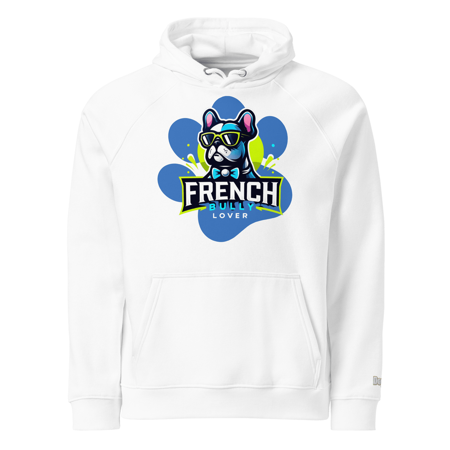 Sweat à capuche écologique Raglan unisexe - Collection Bouledogue Francais - Doggy Trend