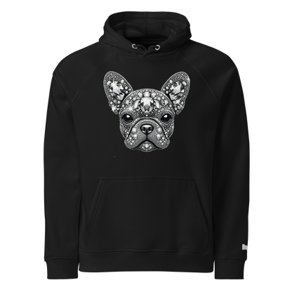 Sweat à capuche écologique Raglan unisexe - Collection Bouledogue Français - Doggy Trend