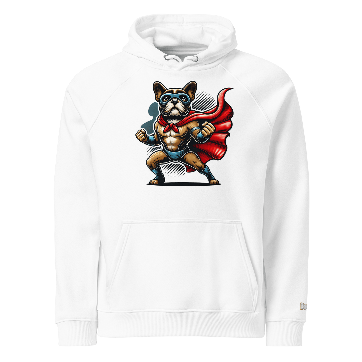 Sweat à capuche écologique Raglan unisexe - Collection Bouledogue Français - Doggy Trend