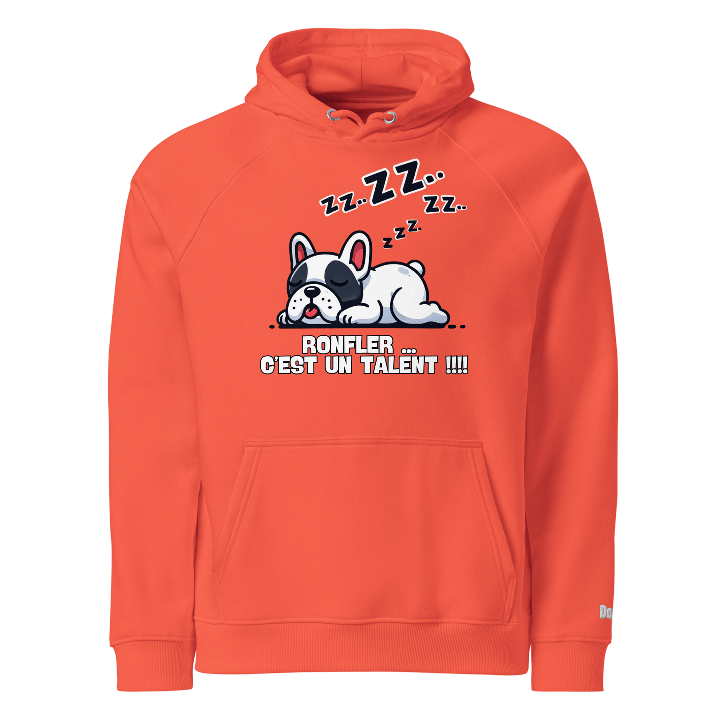 Sweat à capuche écologique Raglan unisexe - Collection Bouledogue Français - Doggy Trend