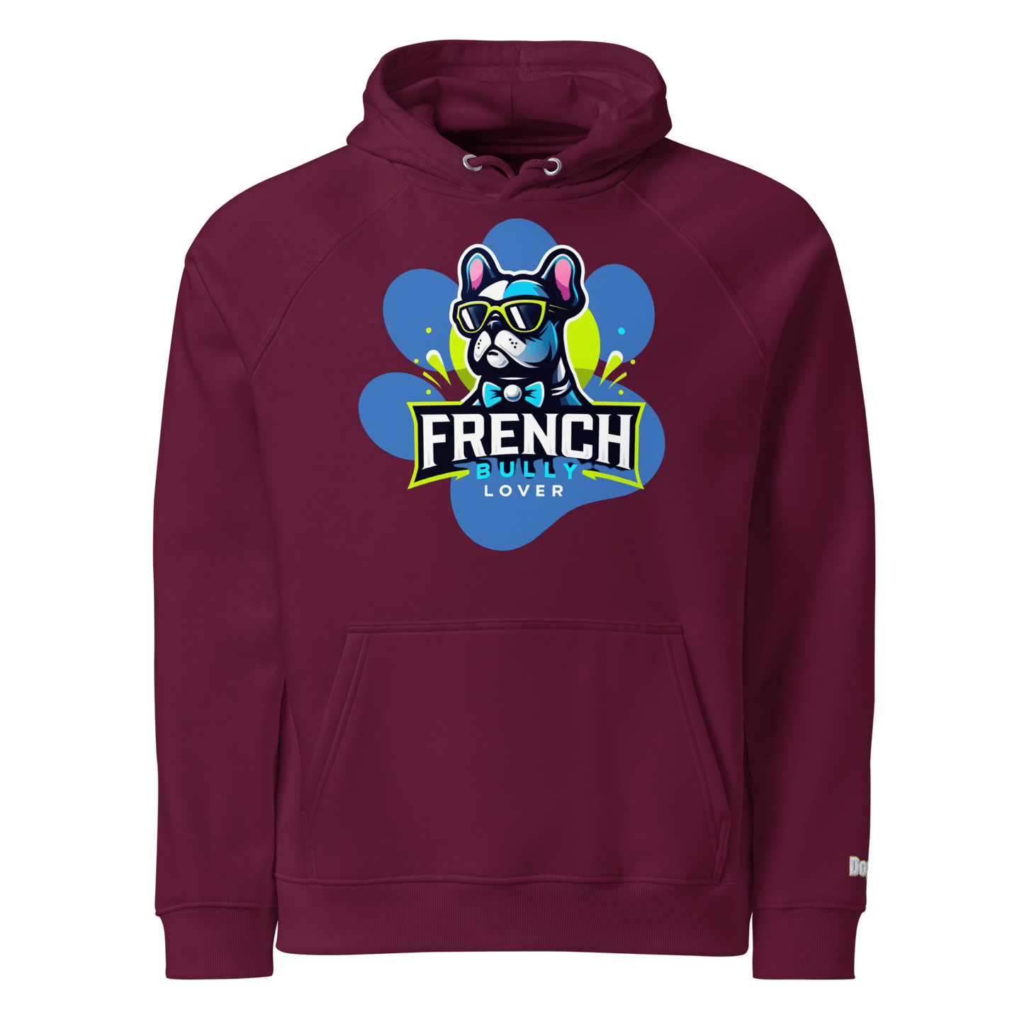 Sweat à capuche écologique Raglan unisexe - Collection Bouledogue Francais - Doggy Trend