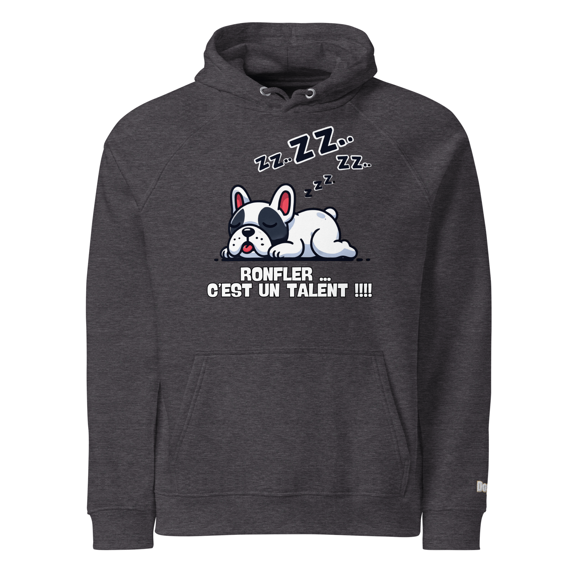 Sweat à capuche écologique Raglan unisexe - Collection Bouledogue Français - Doggy Trend