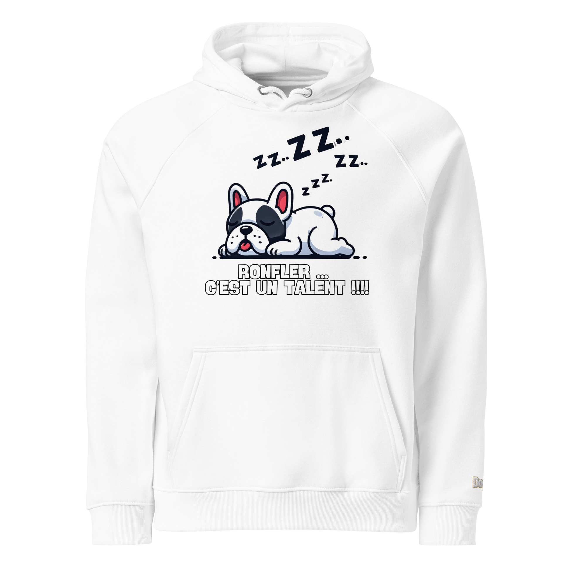 Sweat à capuche écologique Raglan unisexe - Collection Bouledogue Français - Doggy Trend