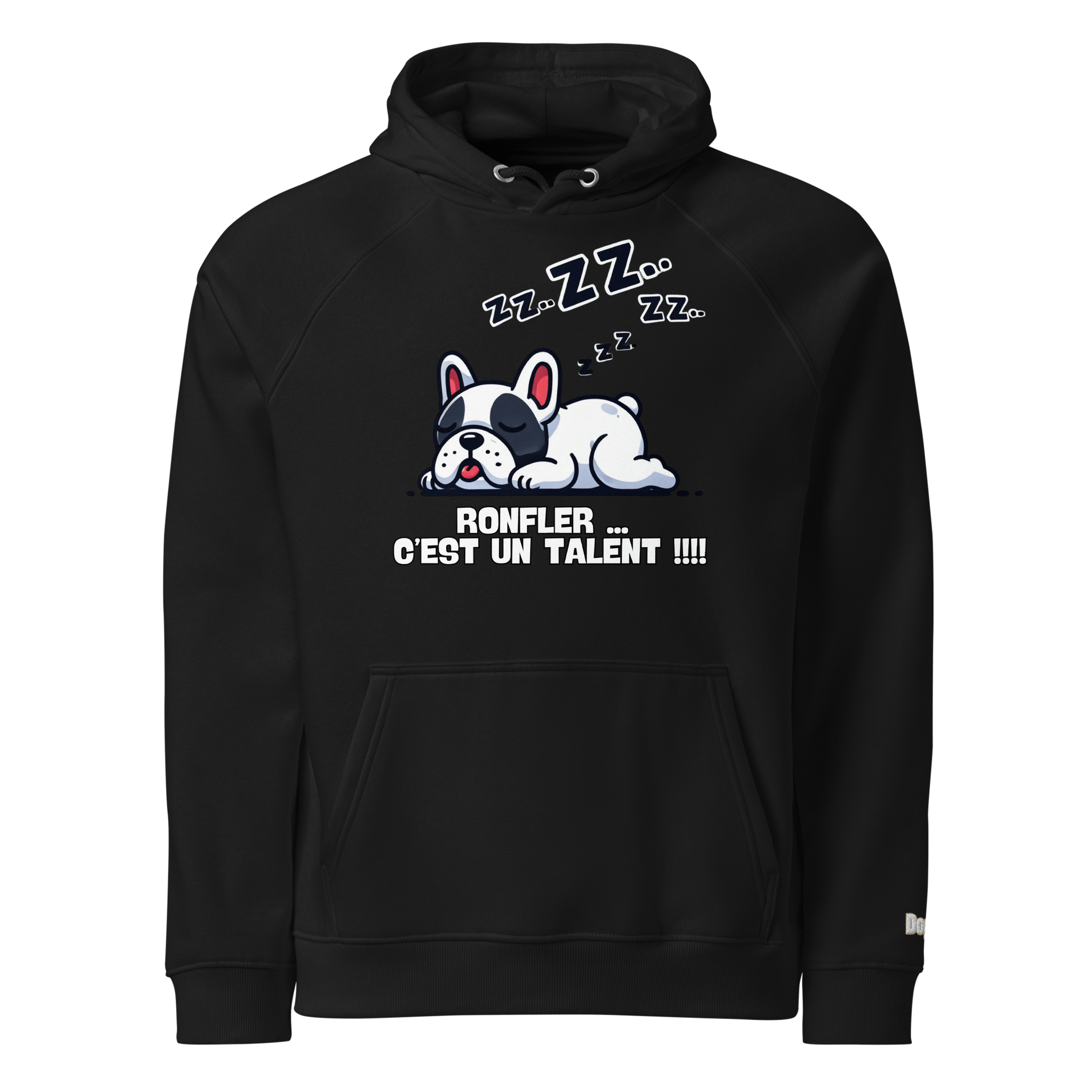 Sweat à capuche écologique Raglan unisexe - Collection Bouledogue Français - Doggy Trend