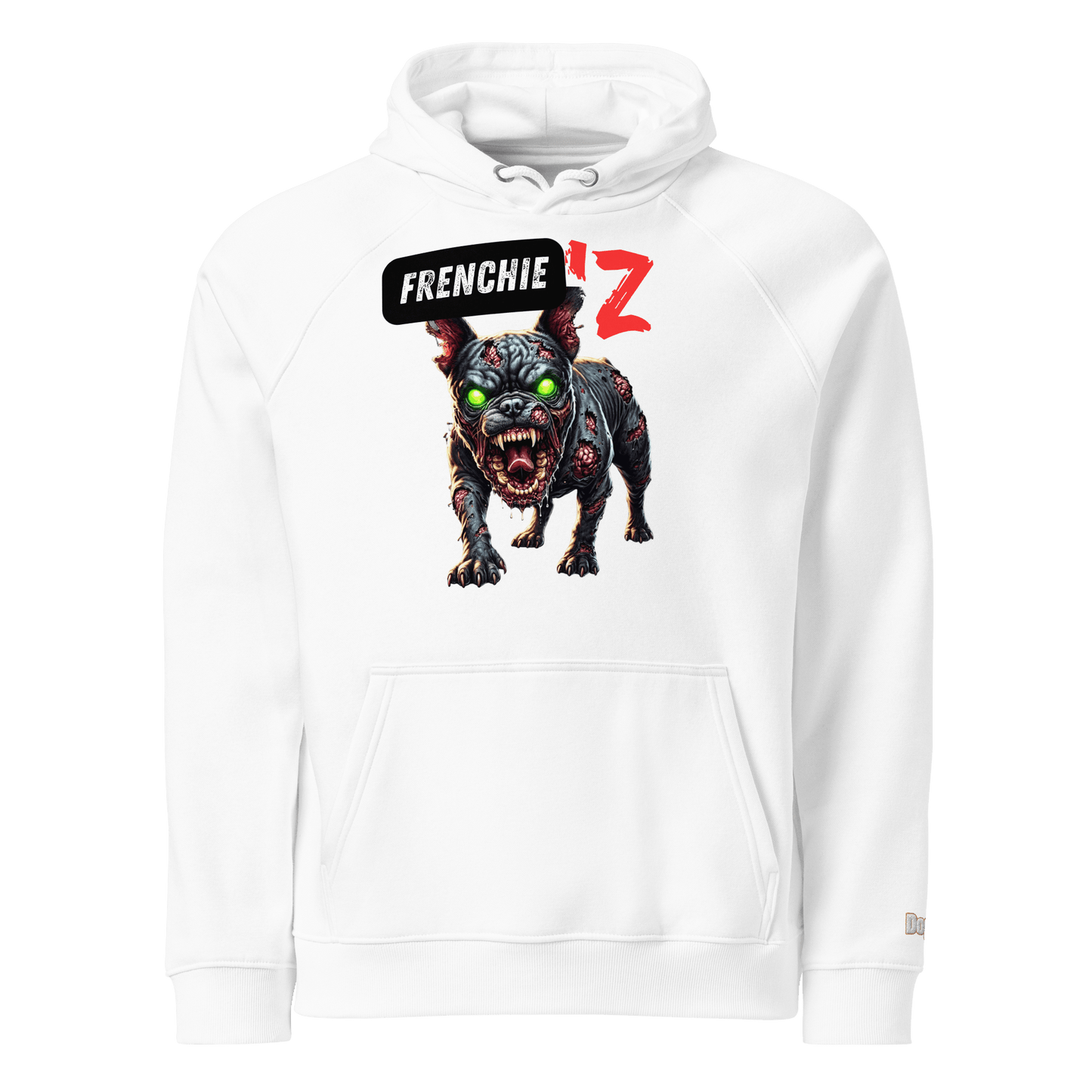 Sweat à capuche écologique Raglan unisexe - Collection Bouledogue Français - Doggy Trend
