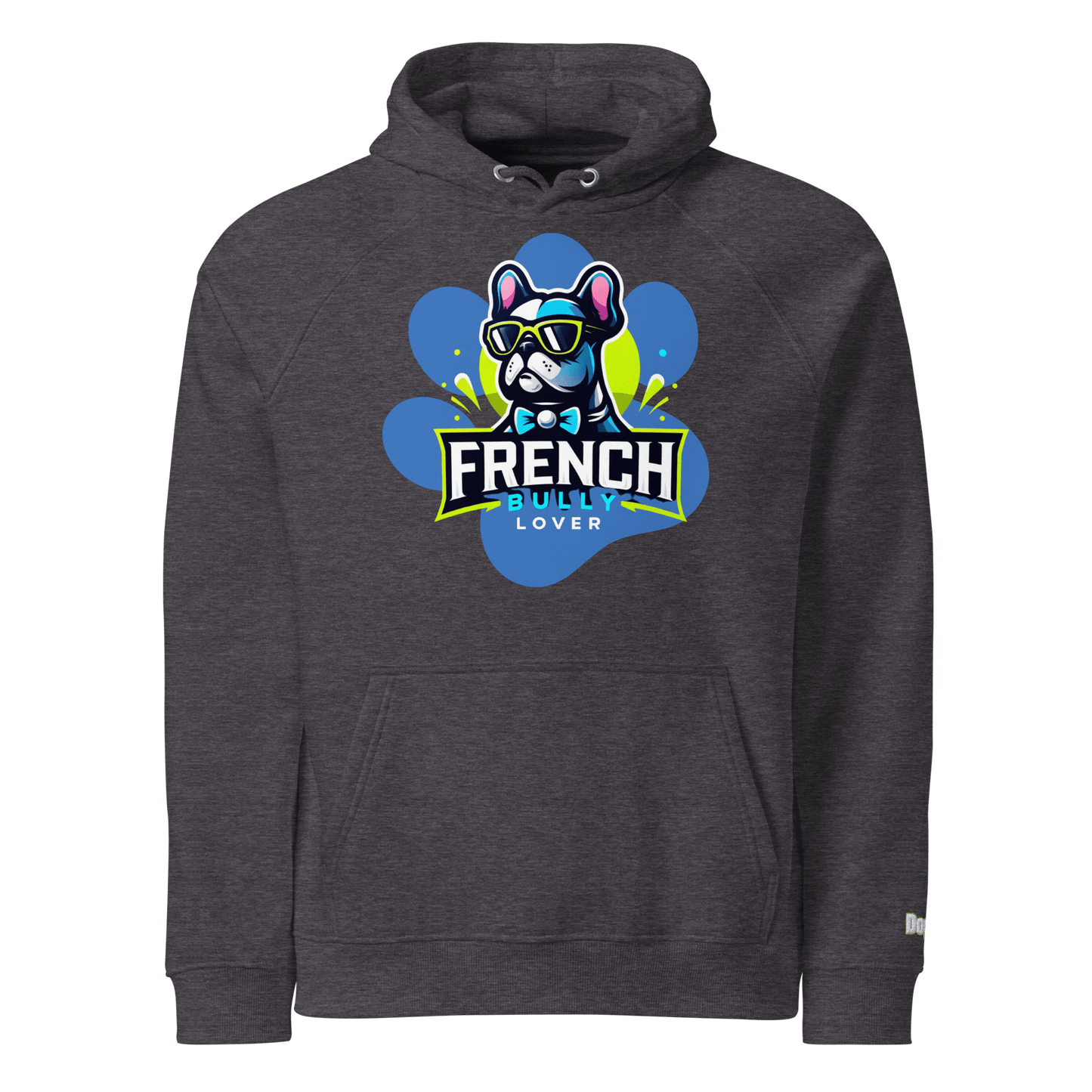 Sweat à capuche écologique Raglan unisexe - Collection Bouledogue Francais - Doggy Trend