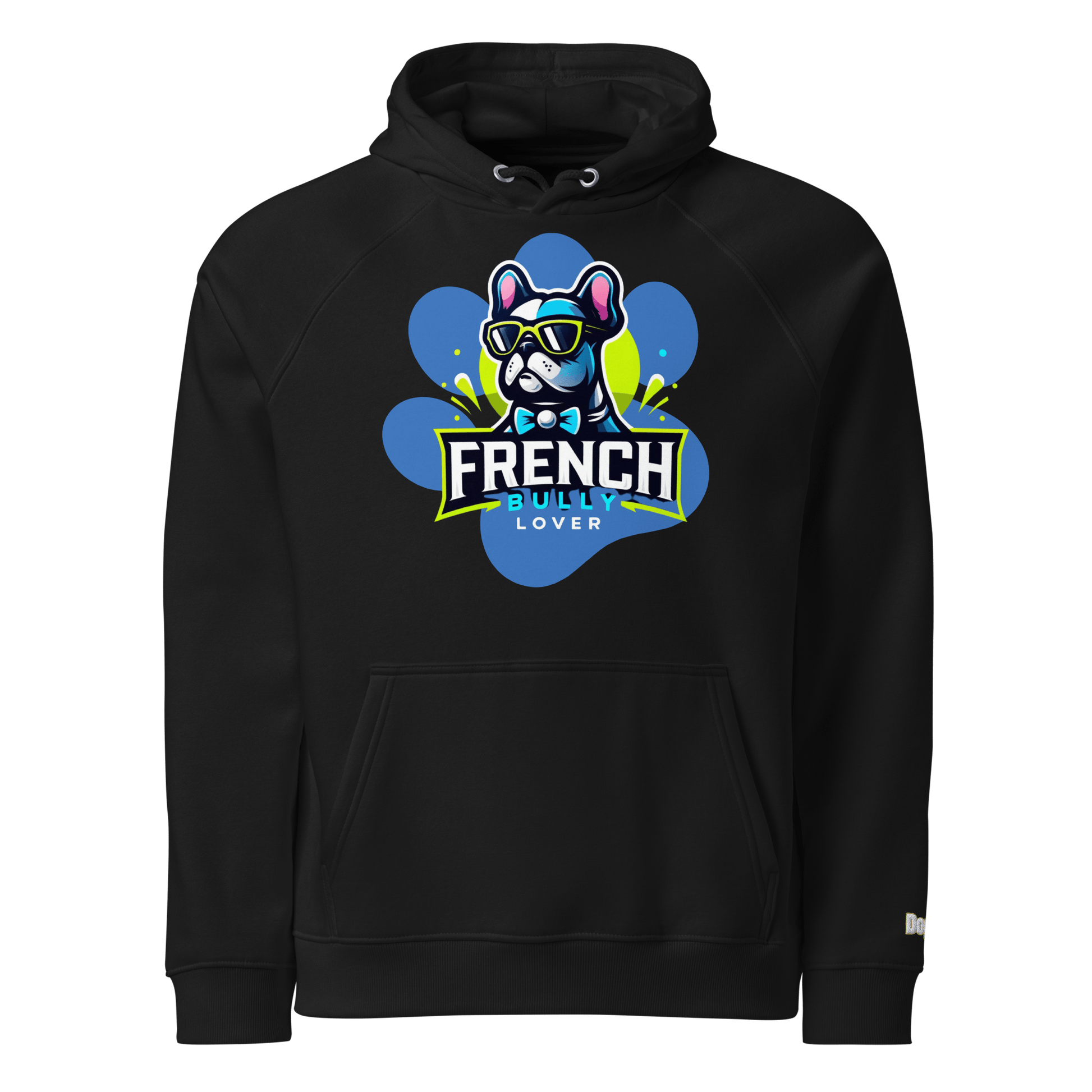 Sweat à capuche écologique Raglan unisexe - Collection Bouledogue Francais - Doggy Trend