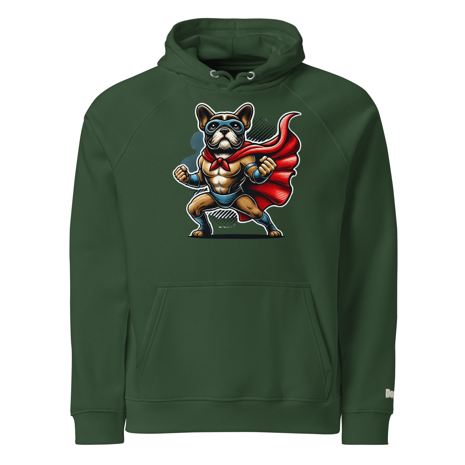 Sweat à capuche écologique Raglan unisexe - Collection Bouledogue Français - Doggy Trend