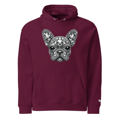 Sweat à capuche écologique Raglan unisexe - Collection Bouledogue Français - Doggy Trend