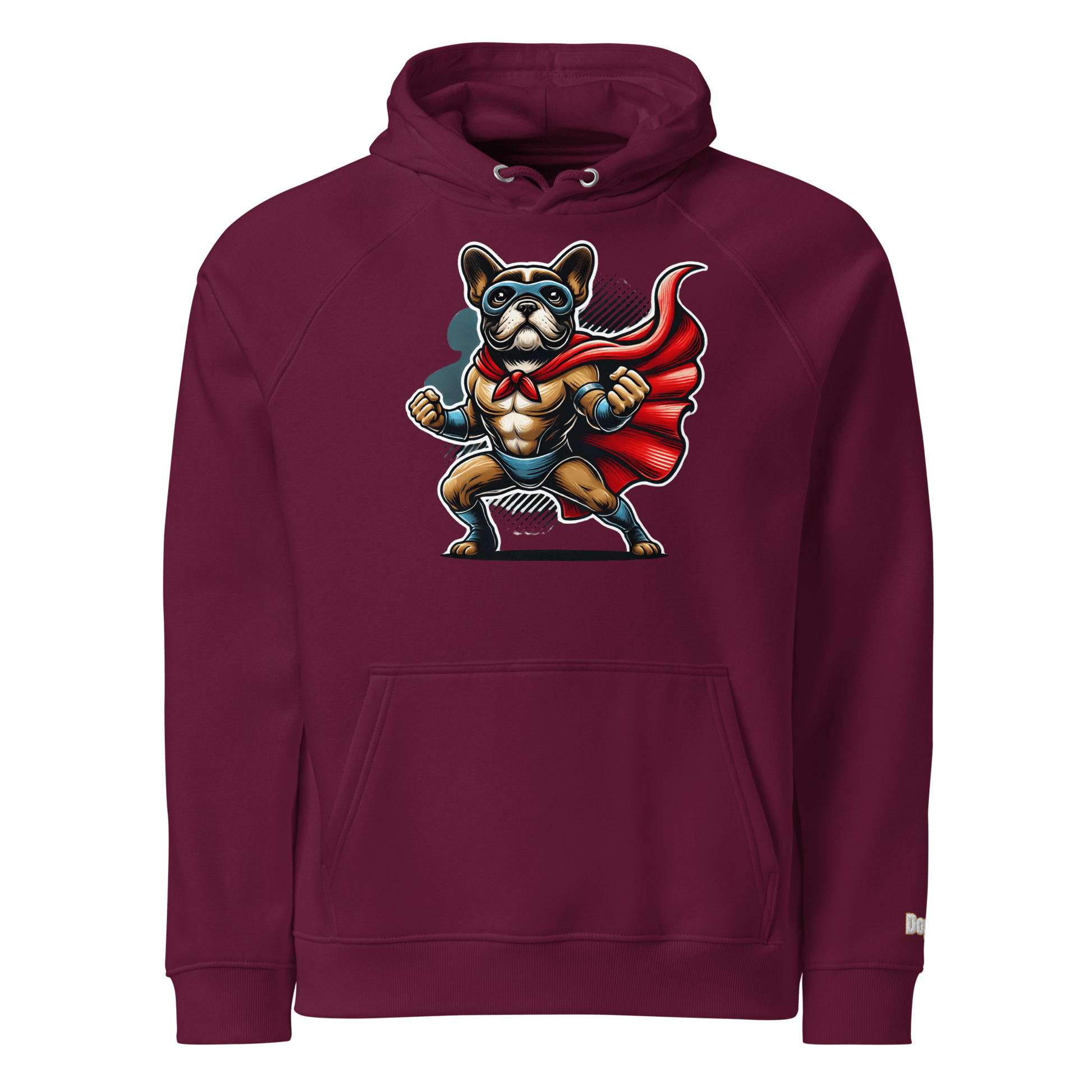 Sweat à capuche écologique Raglan unisexe - Collection Bouledogue Français - Doggy Trend