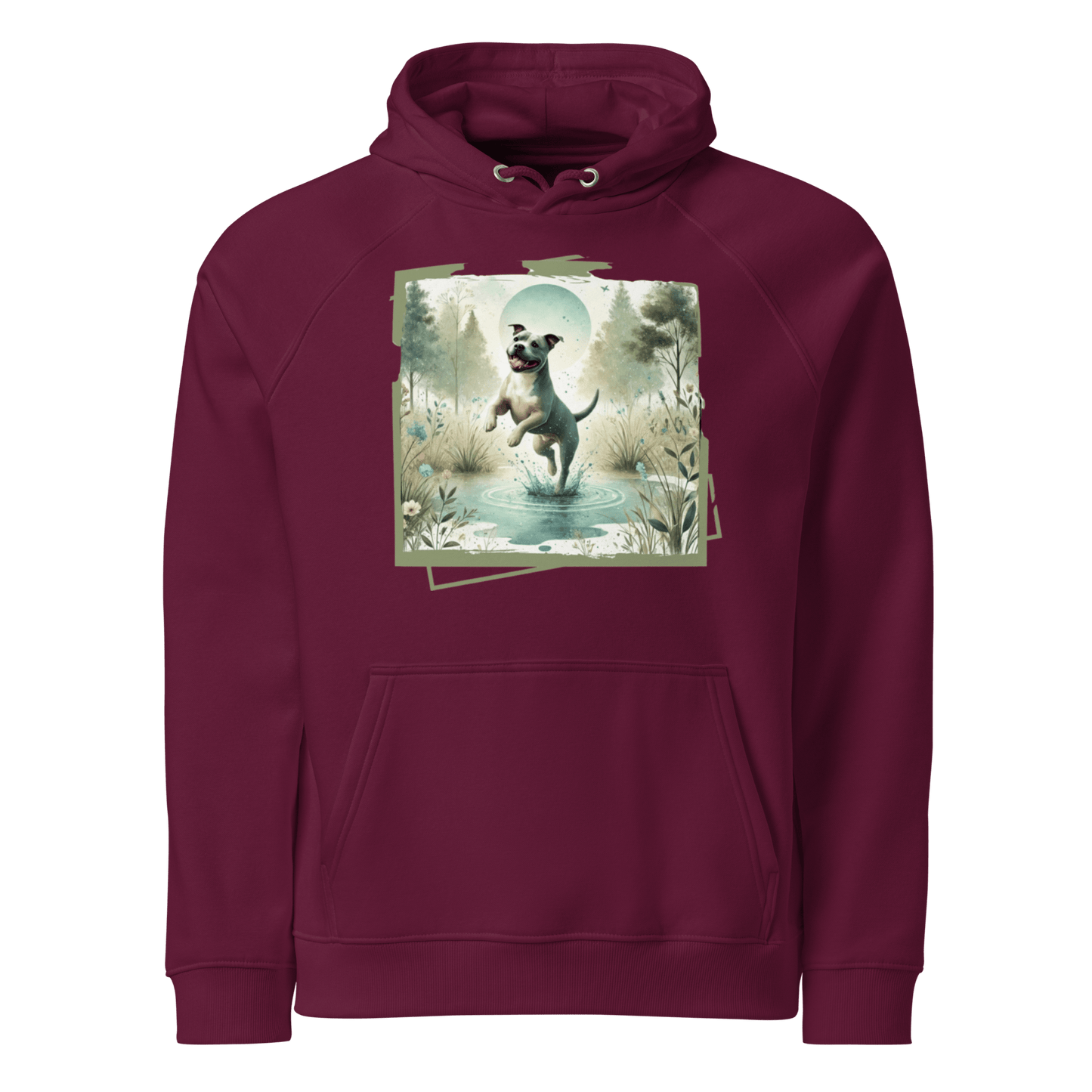 Sweat à capuche écologique Raglan unisexe - Collection Staffordshire Bull Terrier - Doggy Trend