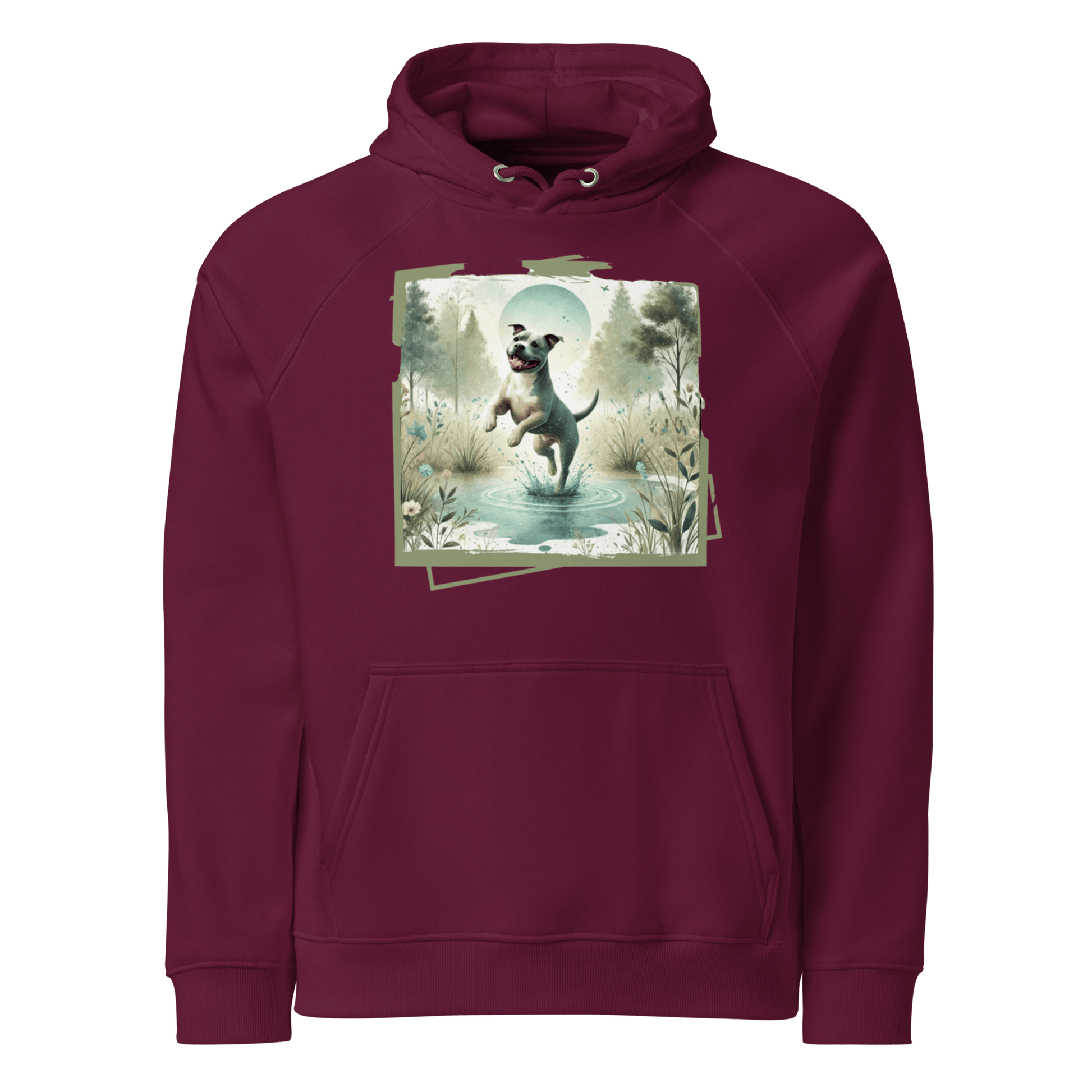Sweat à capuche écologique Raglan unisexe - Collection Staffordshire Bull Terrier - Doggy Trend