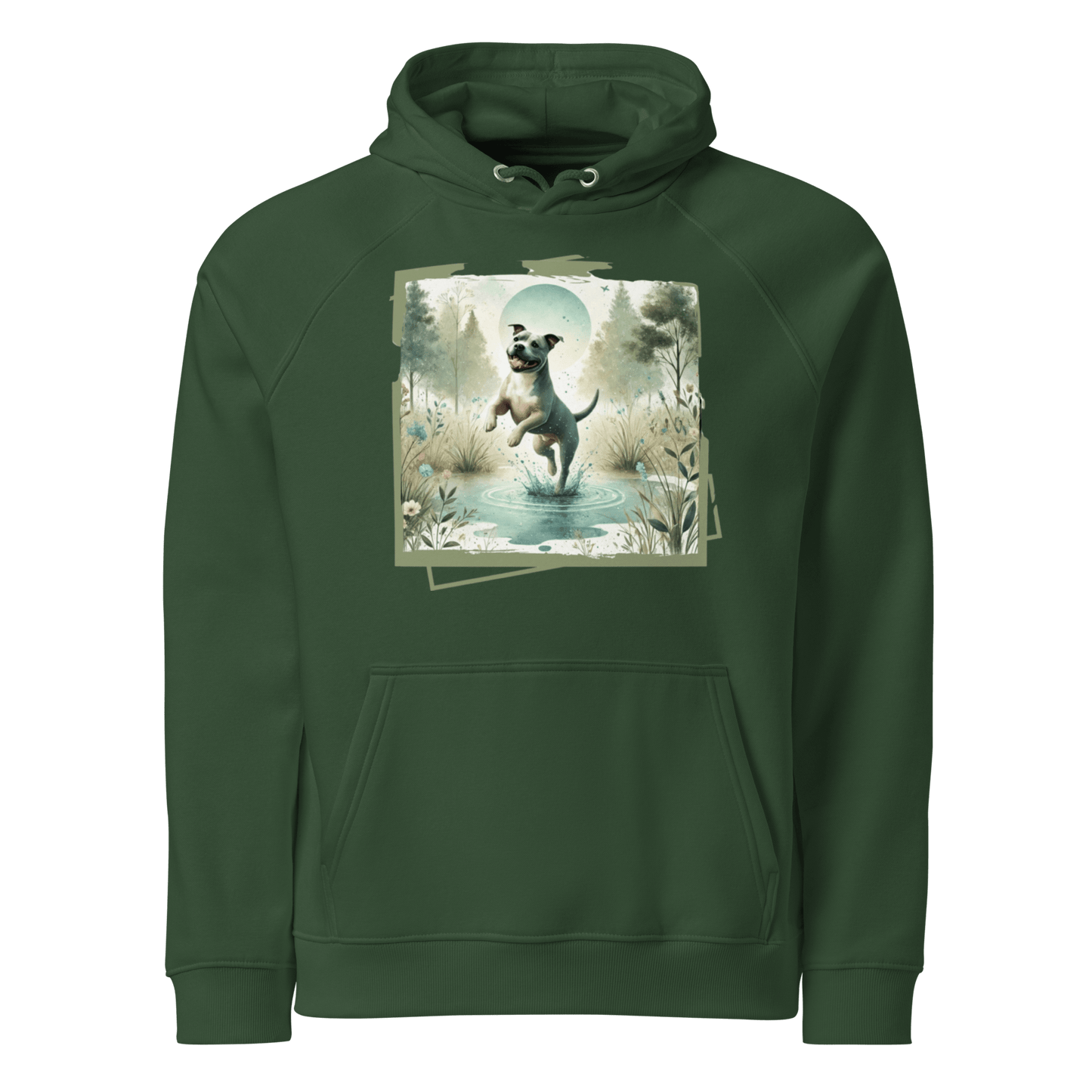 Sweat à capuche écologique Raglan unisexe - Collection Staffordshire Bull Terrier - Doggy Trend