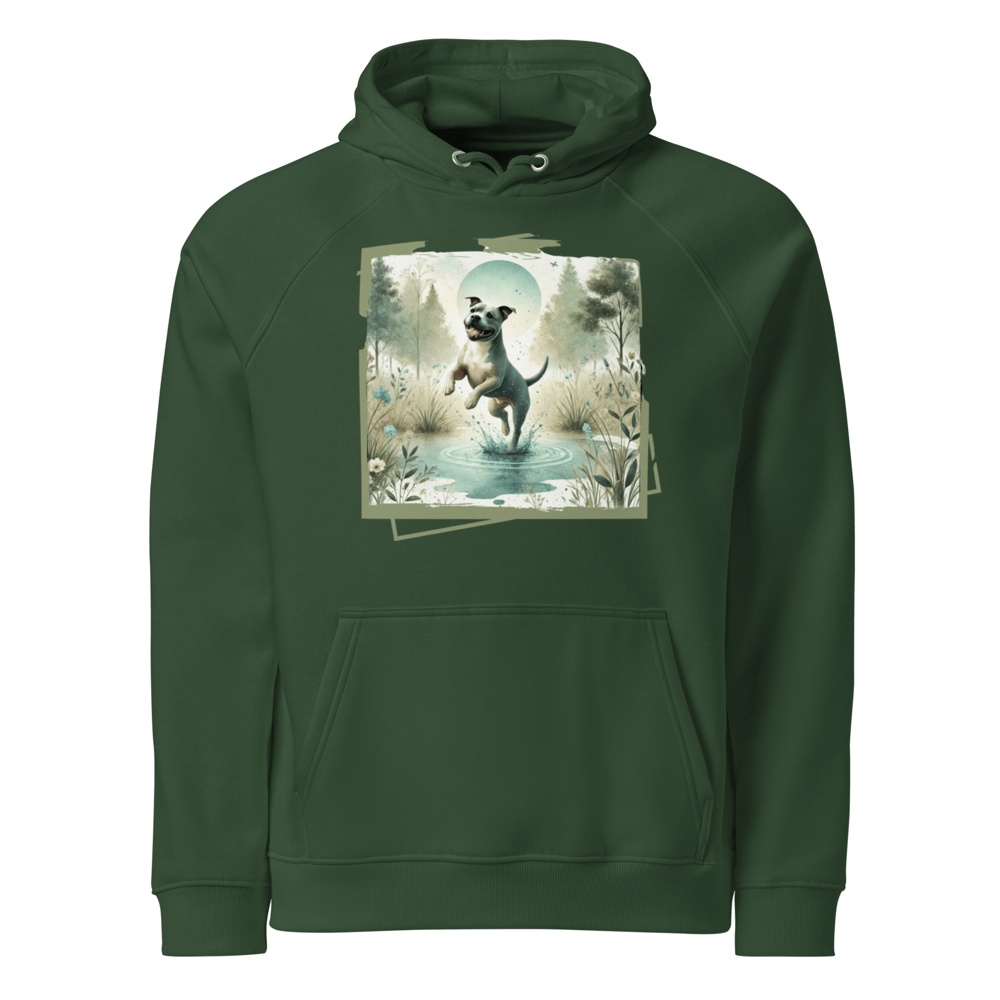 Sweat à capuche écologique Raglan unisexe - Collection Staffordshire Bull Terrier - Doggy Trend