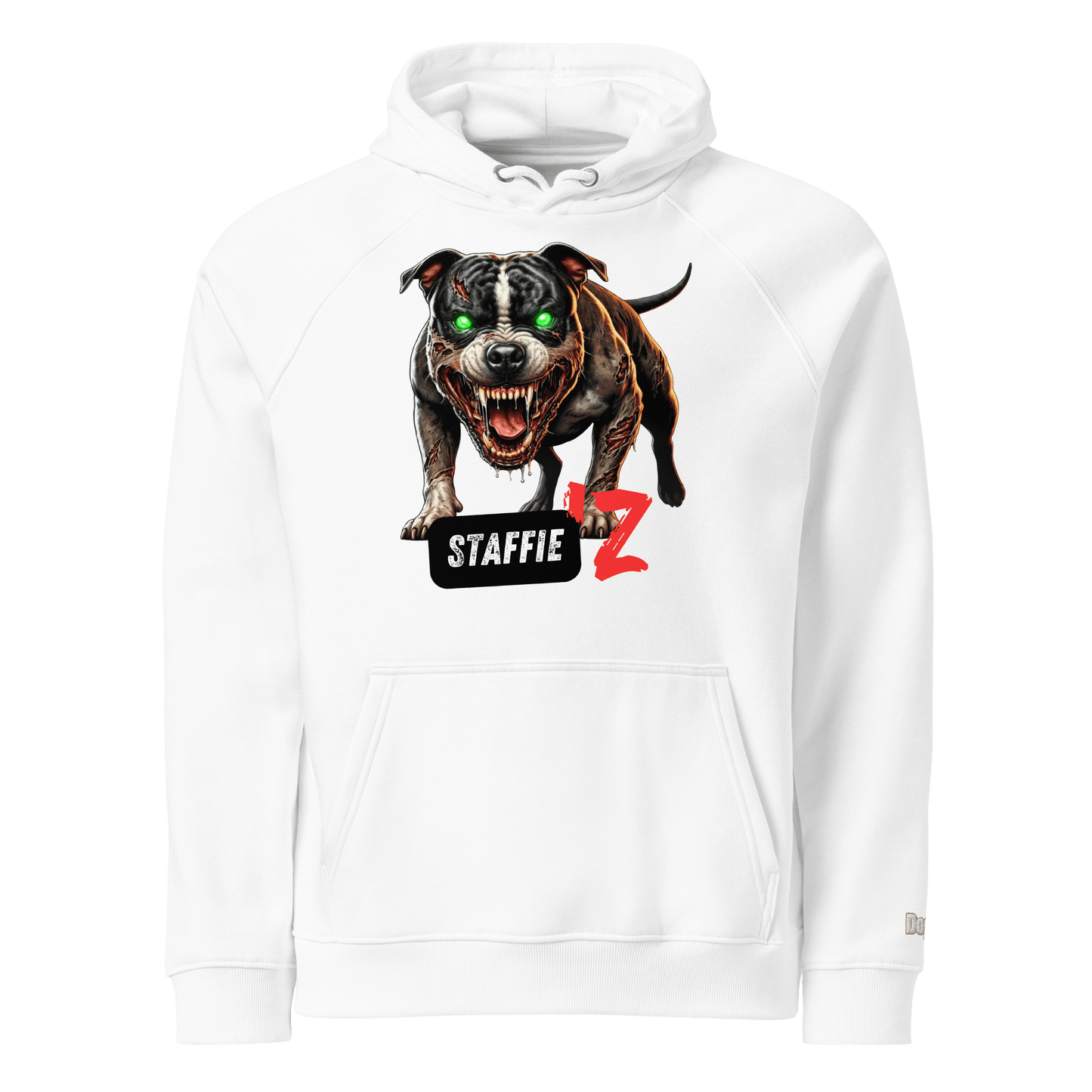 Sweat à capuche écologique Raglan unisexe - Collection Staffordshire Bull Terrier - Doggy Trend