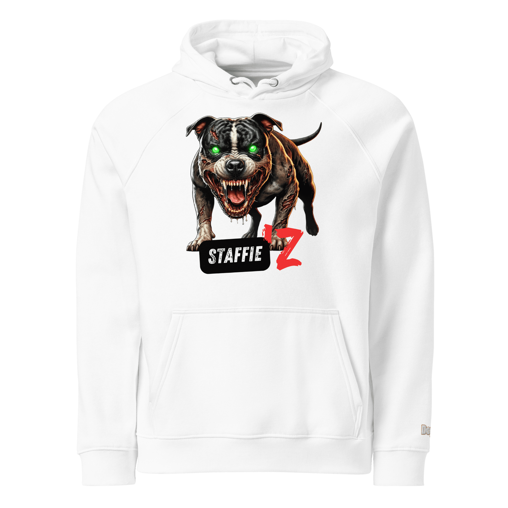 Sweat à capuche écologique Raglan unisexe - Collection Staffordshire Bull Terrier - Doggy Trend