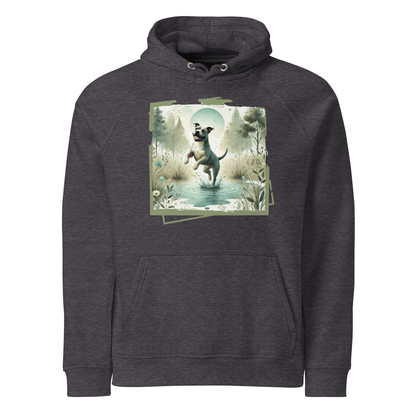 Sweat à capuche écologique Raglan unisexe - Collection Staffordshire Bull Terrier - Doggy Trend