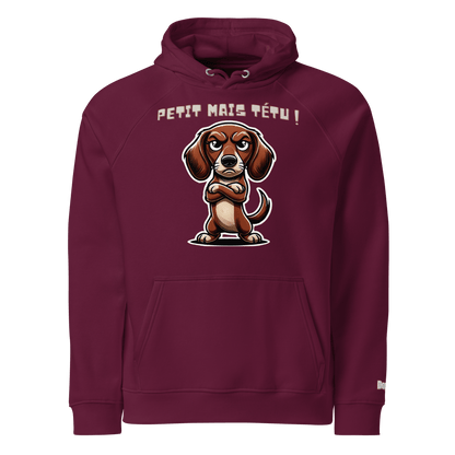 Sweat à capuche écologique Raglan unisexe - Collection Teckel - Doggy Trend