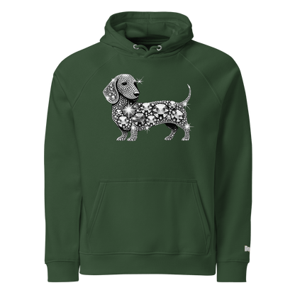 Sweat à capuche écologique Raglan unisexe - Collection Teckel - Doggy Trend