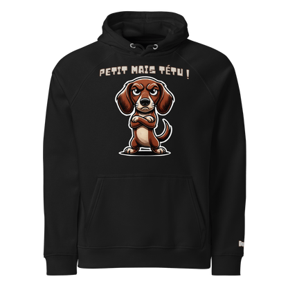 Sweat à capuche écologique Raglan unisexe - Collection Teckel - Doggy Trend