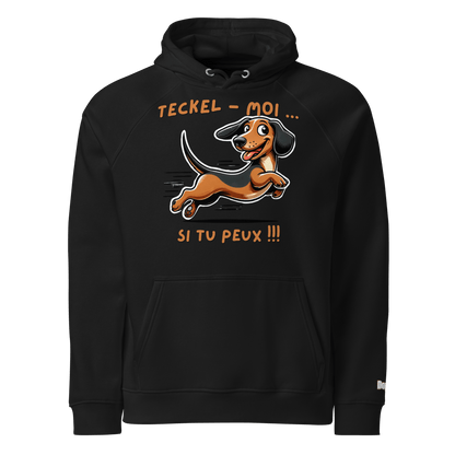 Sweat à capuche écologique Raglan unisexe - Collection Teckel - Doggy Trend