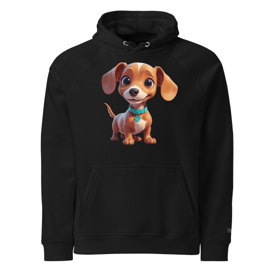 Sweat à capuche écologique Raglan unisexe - Collection Teckel - Doggy Trend