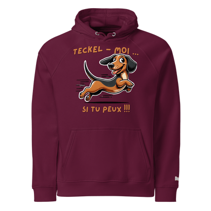 Sweat à capuche écologique Raglan unisexe - Collection Teckel - Doggy Trend