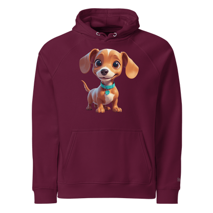 Sweat à capuche écologique Raglan unisexe - Collection Teckel - Doggy Trend