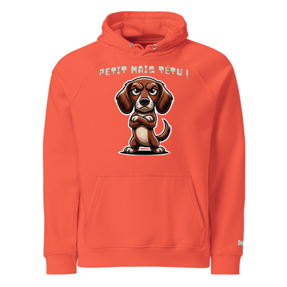 Sweat à capuche écologique Raglan unisexe - Collection Teckel - Doggy Trend