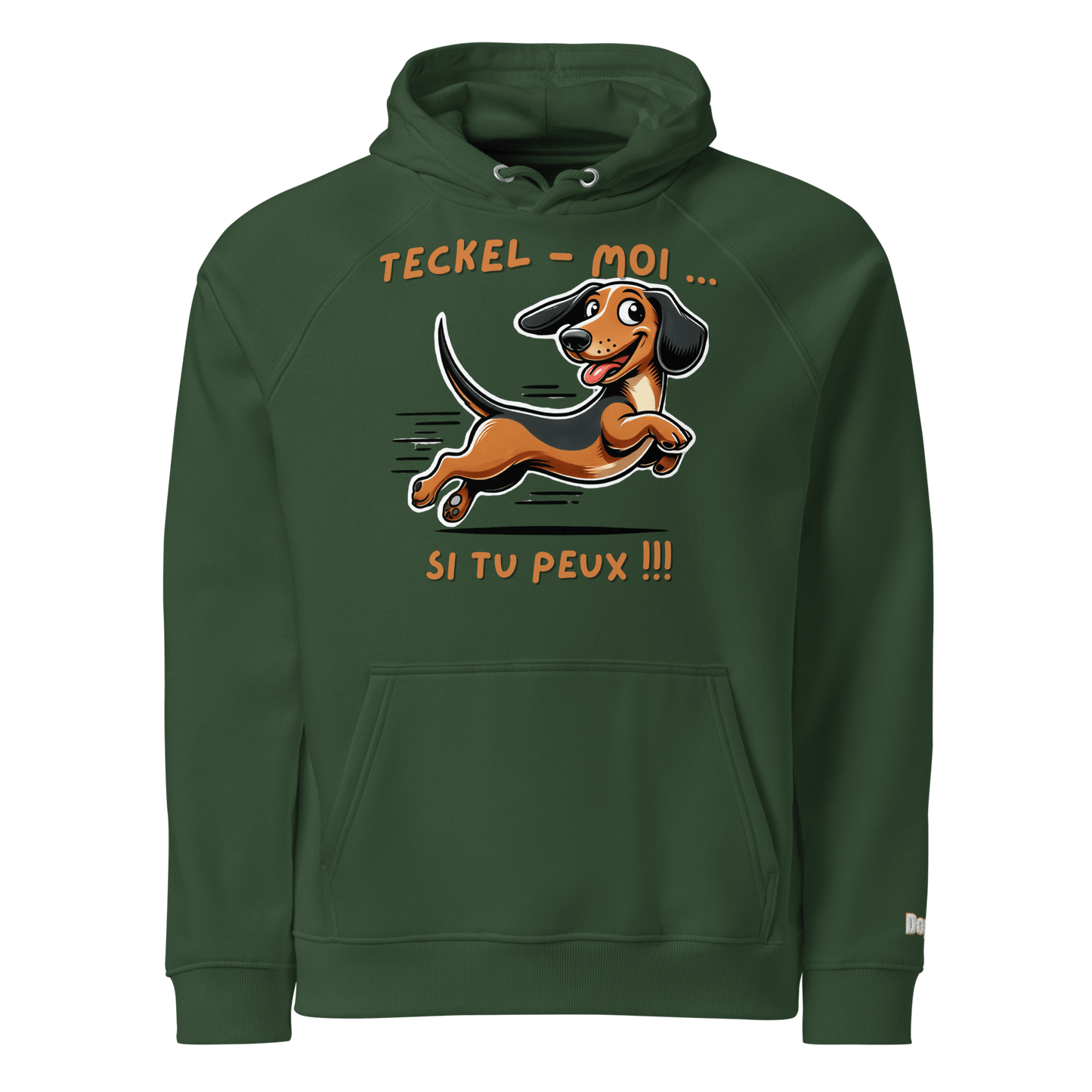 Sweat à capuche écologique Raglan unisexe - Collection Teckel - Doggy Trend