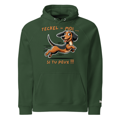 Sweat à capuche écologique Raglan unisexe - Collection Teckel - Doggy Trend